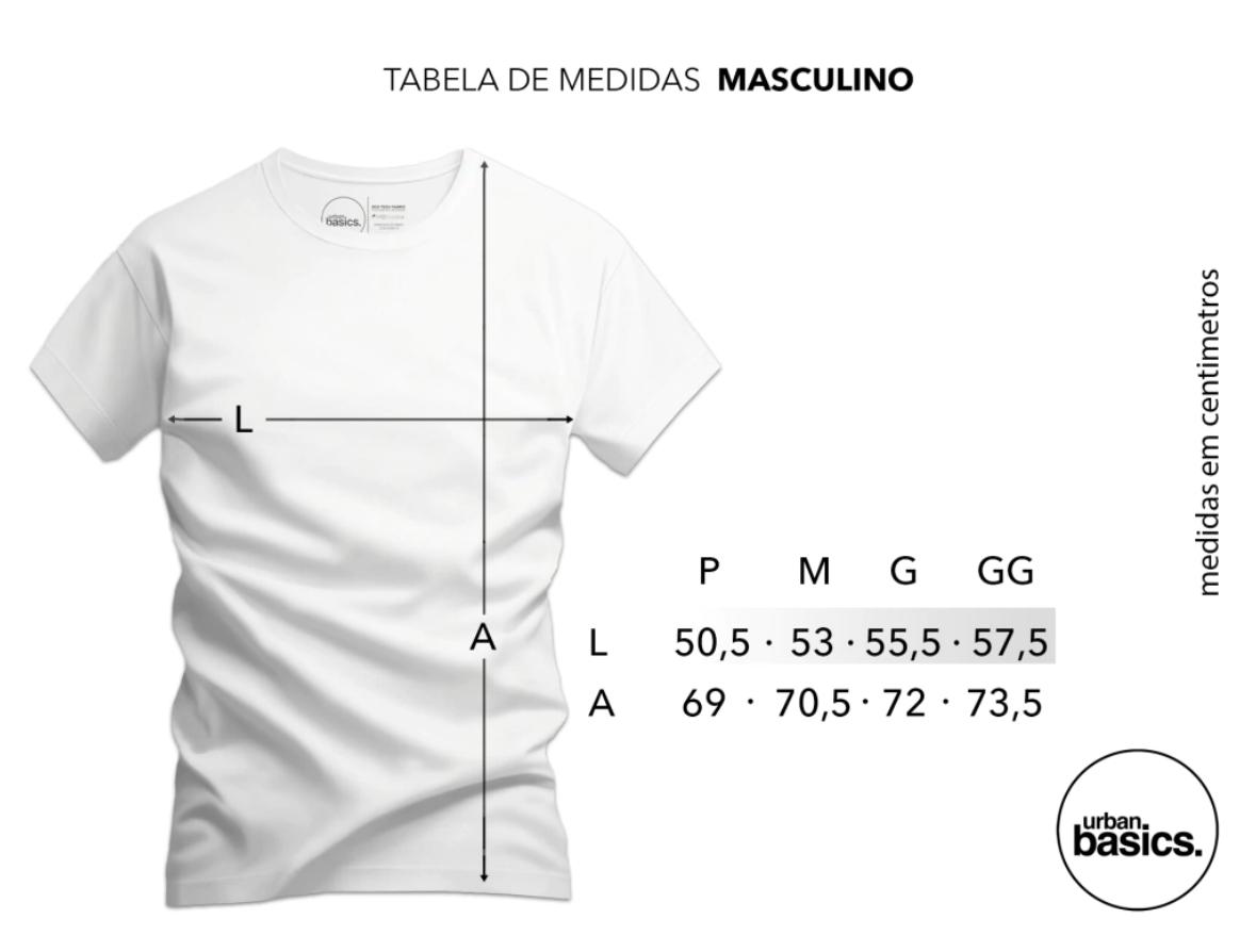 Tabela de Medidas Camiseta Modal Masculino